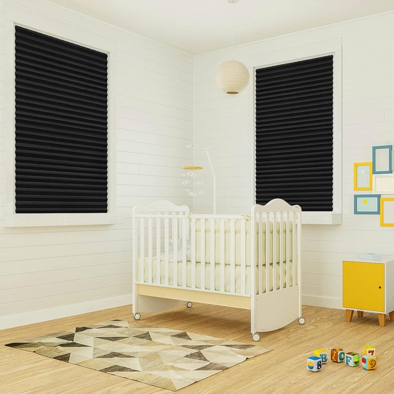 MALOKI Window Shades No Drill Temporary Blinds Cordless No Tools Adhesive Pleated Blackout Blinds Room Darkening Paper Shades for Office,Living Room,Bedroom - Image 4